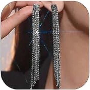 NWOT Cascading Black Crystal Glam Statement Dangling Earrings